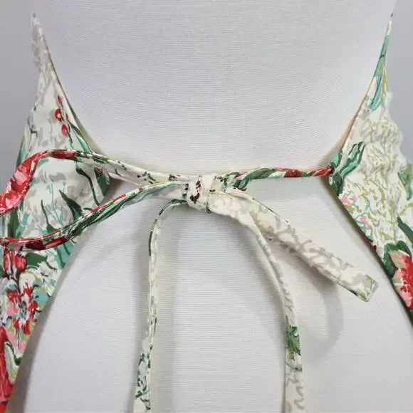 April Cornell Holiday Christmas Floral Apron 100% Cotton One Size - Picture 7 of 10